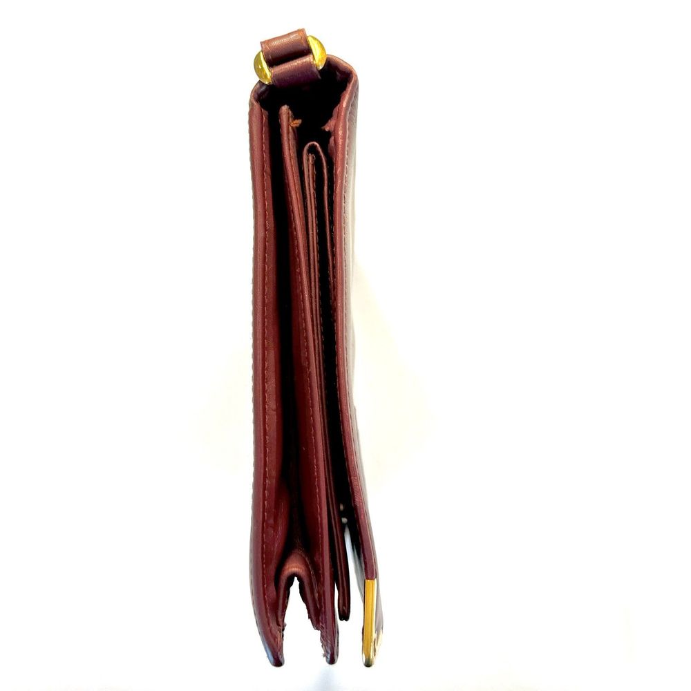 CARTIER Burgundy Bordeaux Leather Clutch Purse Bag - Authentic - Picture 8 of 16